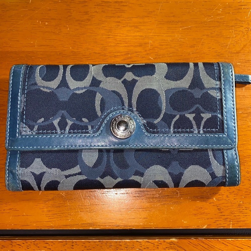 Coach Blue Trifold Wallet
